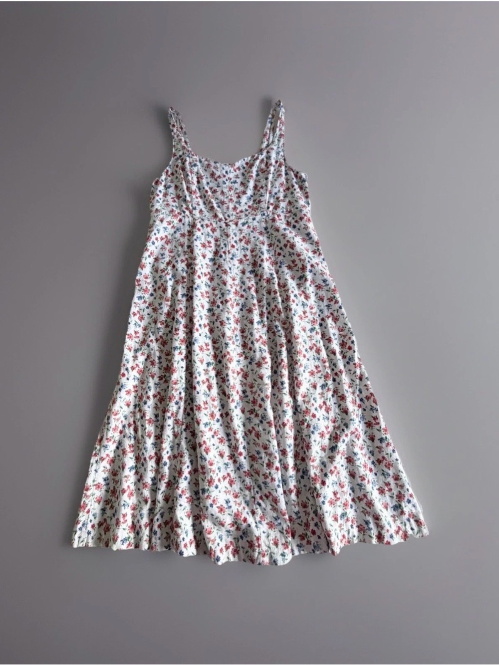 Old Navy Dress Womens XL Floral Linen Blend Smocked Midi Sundress Romantic Boho - Picture 3 of 12